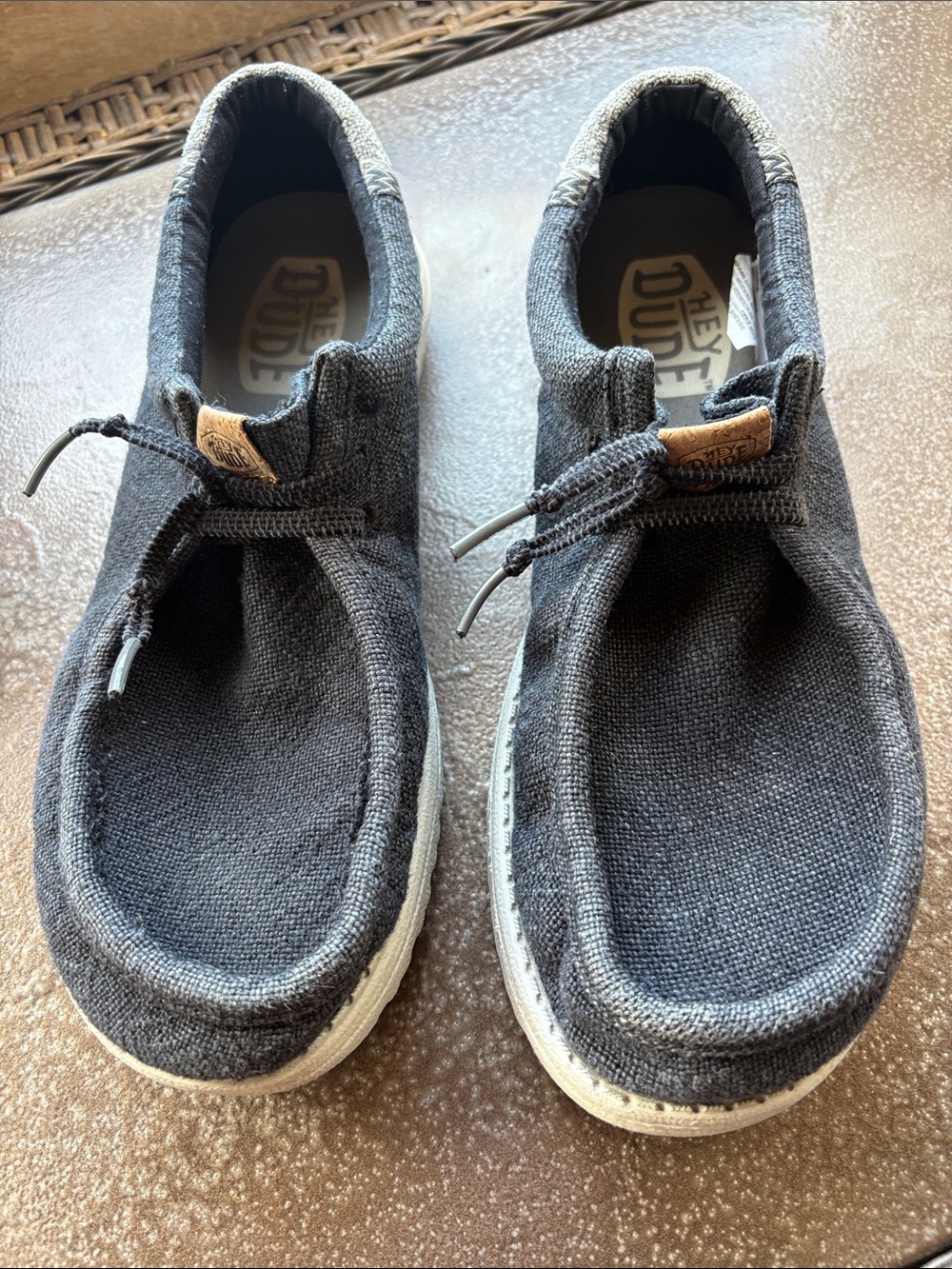 Hey Dude Men`s Wally Jute Black/Granite Grey Shoe; Sz: 11
